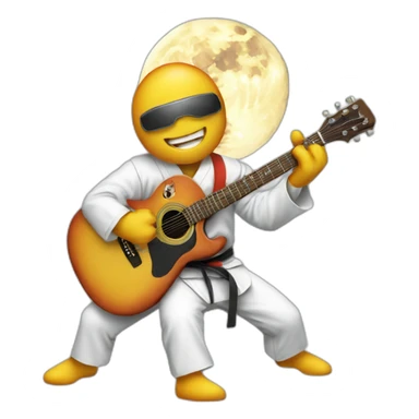 guitar playing karate guy on the moon sticker