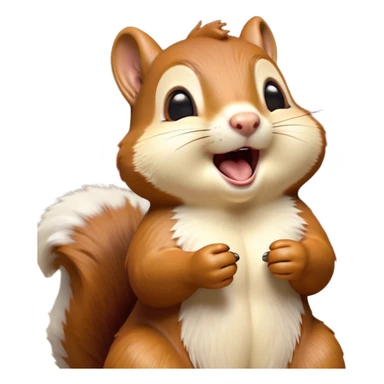 Cinematic Cute Yawning Squirrel Portrait Emoji, Head tilted slightly with a dramatic, wide-open yawn, showcasing a soft, downy auburn Fur with a fluffy tail and delicate cream accents, round eyes barely open in drowsy contentment, Simplified yet irresistibly adorable features, highly detailed, glowing with a soft, cozy glow, high shine, relaxed yet expressive, stylized with a touch of woodland charm, bright and endearing, soft glowing outline, capturing the essence of a sleepy yet affectionate squirrel, so drowsy it feels like it could scamper out of the screen and curl up for a nap! sticker