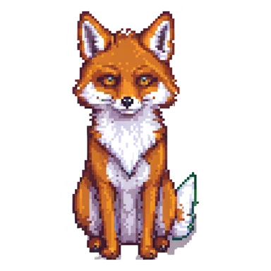fox with disgusted expression, pixel art style, warm colors sticker