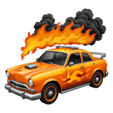 car on fire sticker