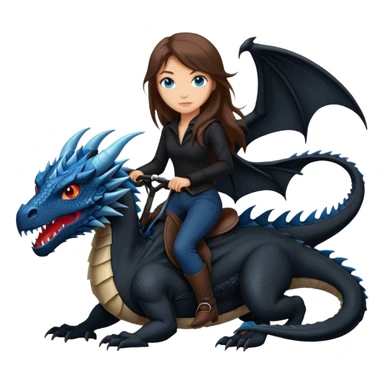 Me, a white female with long brown hair and blue eyes, wearing nothing but black clothes, and riding a VERY BLACK wyvern/dragon with HINTS of RED, to your work sticker