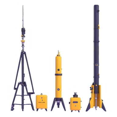 Collection of marine geology equipment including gravity corers, CTD sensors, and multi-beam sonar devices sticker