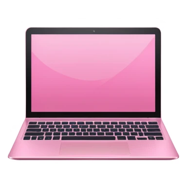  pink pink laptop with a sleek modern design, open screen, soft lighting and reflections, minimal aesthetic, isolated on transparent background, realistic style sticker