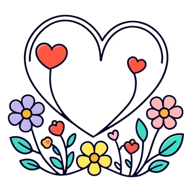 Get well soon with hearts and flowers  sticker