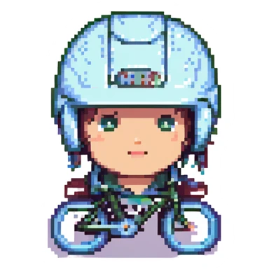 face in a bicycle helmet sticker