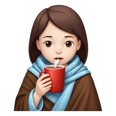 sick child drinking hot drink sticker