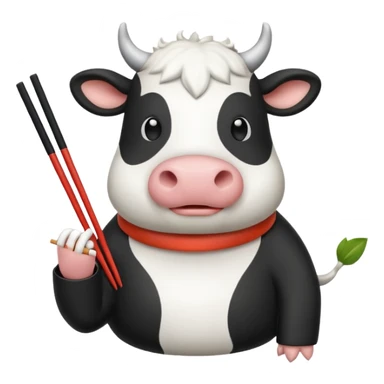 Cow eating sushi  sticker