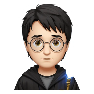 Draw Harry Potter with round glasses, messy black hair, Hogwarts robe & lightning scar on his forehead. sticker