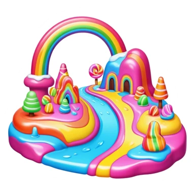 melting neon rainbow candy land landscape sticker