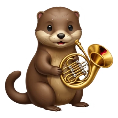 Otter playing a french horn sticker