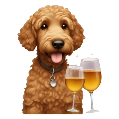 toasting brown golden doodle sticker