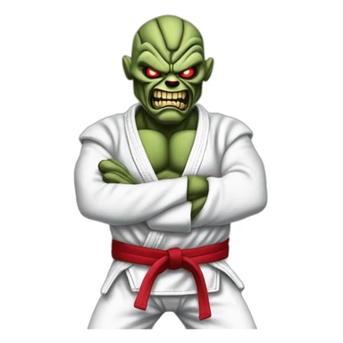 Iron Maiden Eddie wearing a Jiu-Jitsu gi sticker