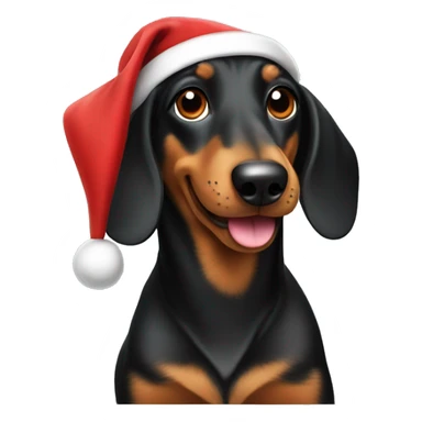 daschund dog black and tan wearing a santa hat sticker