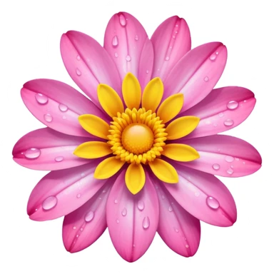 pink and yellow flower with water droplets  sticker