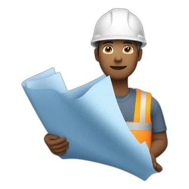 guy holding blueprints wearing a construction hat sticker