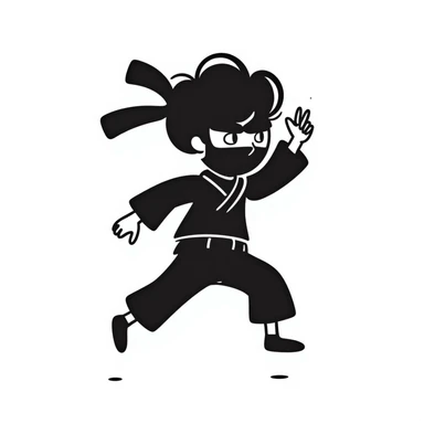 ninja character, hand drawn doodle style sticker