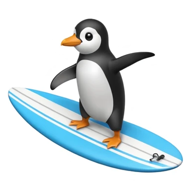 Penguin on a surf board  sticker