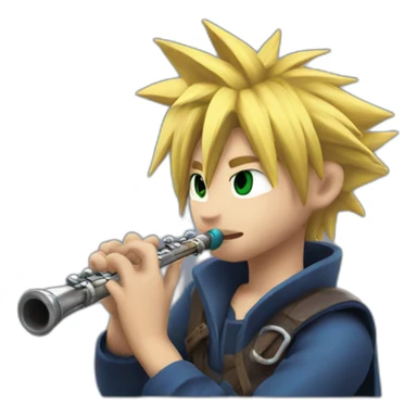 Cloud strife playing flute sticker