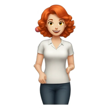 Red hair lady playing bowling sticker