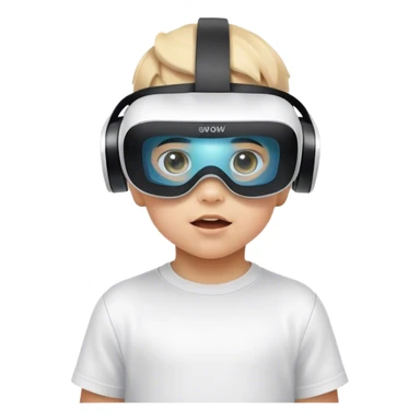 Child wearing virtual reality glasses, with a curious and engaged expression, exploring the digital world through VR technology. sticker