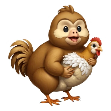 Fat monkey riding a tiny chicken sticker