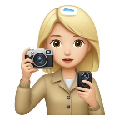 blonde girl photographer cartoon taking picture in middle of taking picture sticker