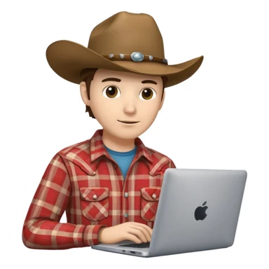 cowboy coder with a laptop infront and he is very white sticker