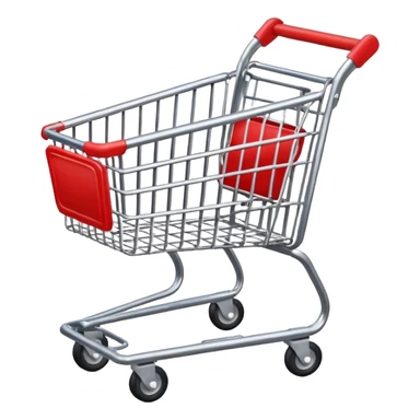 shopping cart with a red handle sticker