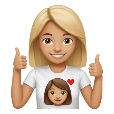 una chica sonriendo con un pulgar hacia arriba con un texto al arriba q pone “me apunto a tdo” en la camiseta  sticker