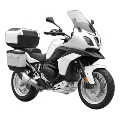 Moto tipo rally viajera sin alforjas y con maletero blanco y negro sticker