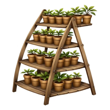 Large slanted curved multi-tier Old plant rack  sticker