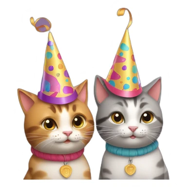 two cats celebrating their 9 year anniversary with party hats on sticker