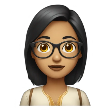 Fair indian girl with mid length black hair and spectacles sticker