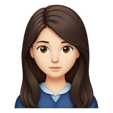 Caucasian girl with long voluminous dark brown hair with middle part, no bangs sticker