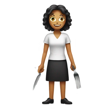 a woman with a fork and knife sticker