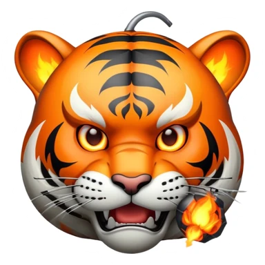 tiger face with bomb with burning fuse for Twitch emote sticker