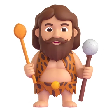 Caveman emoji in animal skin with a club sticker