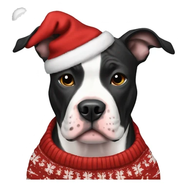 Black and white pitbull with Christmas sweater sticker