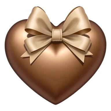 brown metallic heart with beige bow sticker