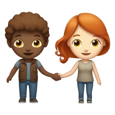 Read head girl and brunette boy holding hands  sticker