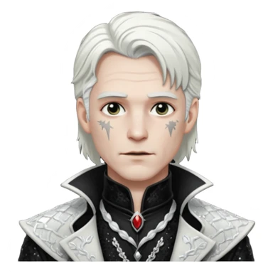 Van Helsing (Male) from Dracula with white hair, black sequin outfit sticker