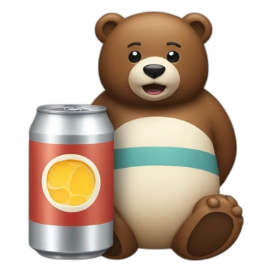 a beverage can that has a bear sticker