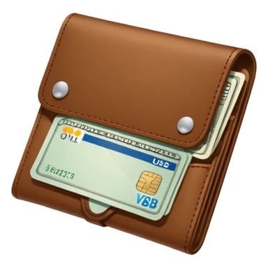 portefeuille marron avec quelques billets et carte bancaire sticker