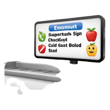 sign above the checkout counter in a supermarket sticker