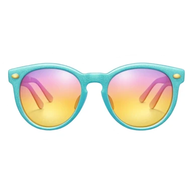 A colorful pair of shiny glossy smooth soft sparkly glittery sunny Pastel sunglasses (aesthetic, loose object, apparel), seen from the side, 3/4 angle sticker