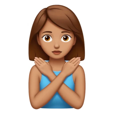 Woman with hands crossed over her neck with one eye twitching  sticker