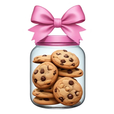 Pink jar of chocolate chip cookies with a bow  sticker