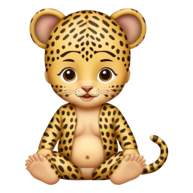 human baby with leopard patterned clothes sticker