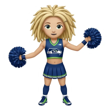 Blonde dreadlocks , blue eyes , cheerleader , full body , Seattle Seahawks sticker