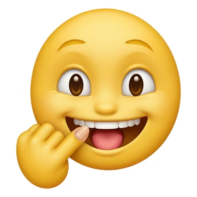 Yellow emoji smirking while biting finger  sticker